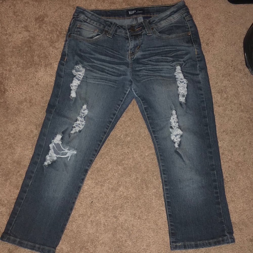 Ripped Jean Capris